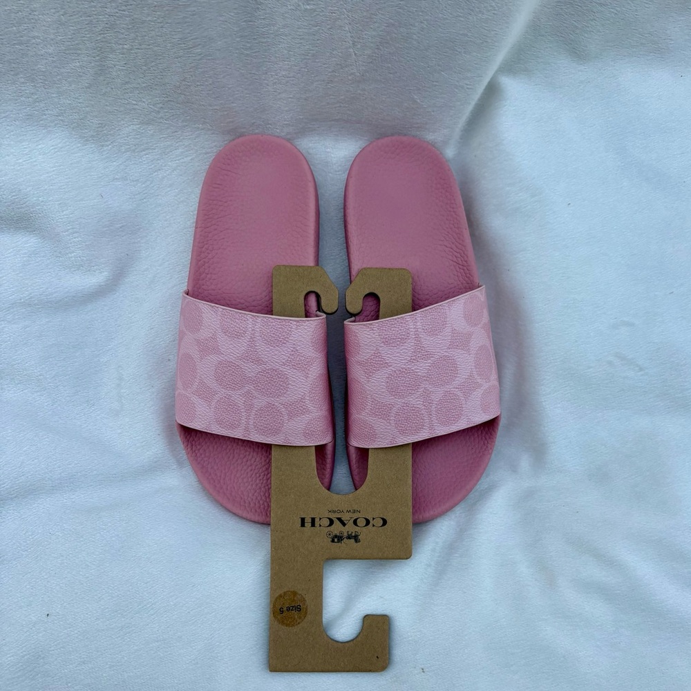 Coach Light Pink Slide Sandals